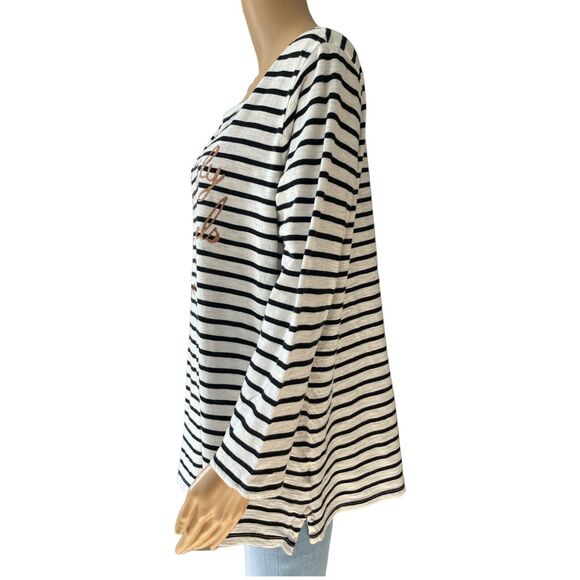 Old Navy Luxe Top Women's Black White Long Sleeve Casual Knit SZ/XL - Picture 2 of 8